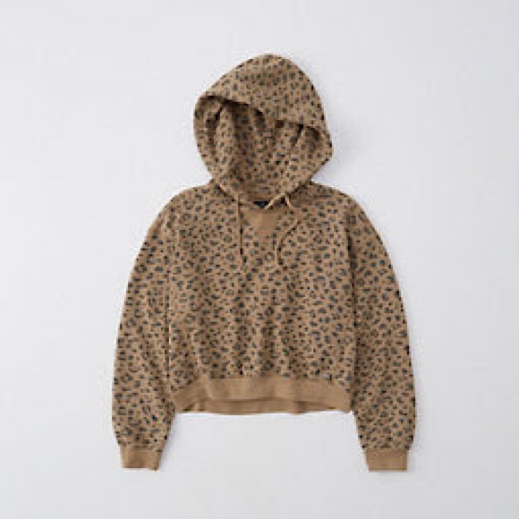 Abercrombie Leopard Print High-Low Hoodie - Picture 2 of 2